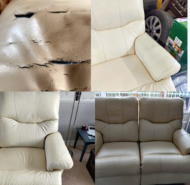 Laura Ashley leather wingback chair restoration project before image