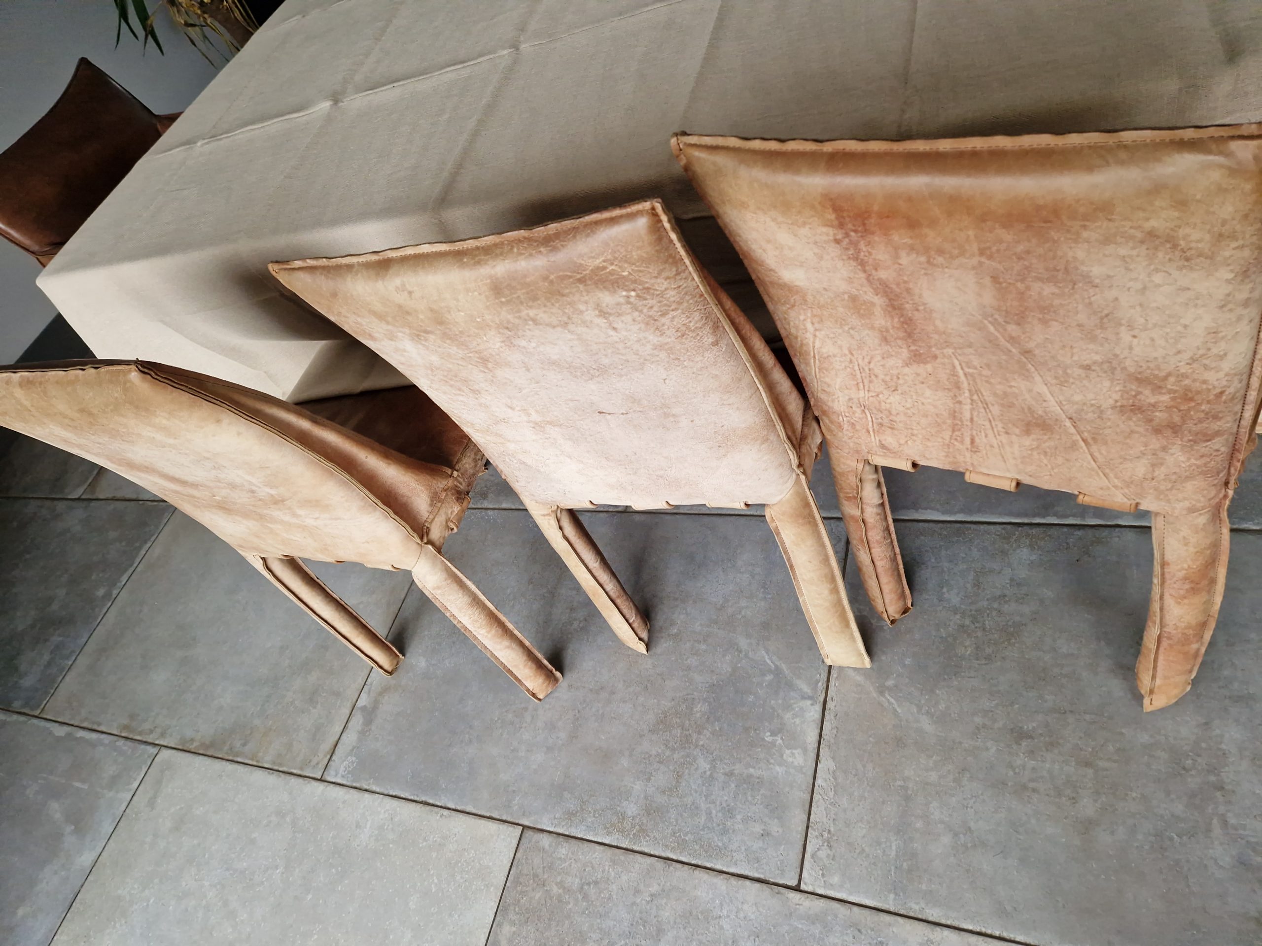 Aniline Leather Dining Chairs Re-dyed